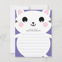 Kids Kitty Cat Cute Flat Stationary Cards