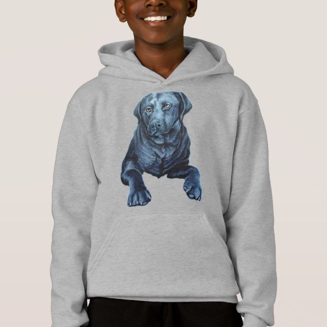 Kid's Labrador Hoodie Blue Dog Art Sweatshirts (Front)