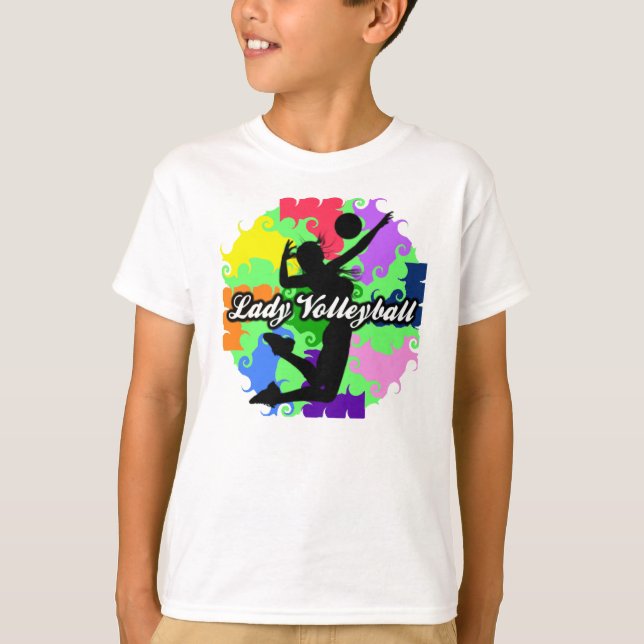 Kids Lady Volleyball Graphic T-Shirt (Front)