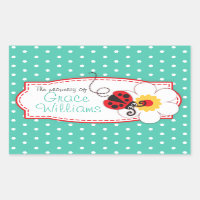 kids ladybug book plate or id name label sticker