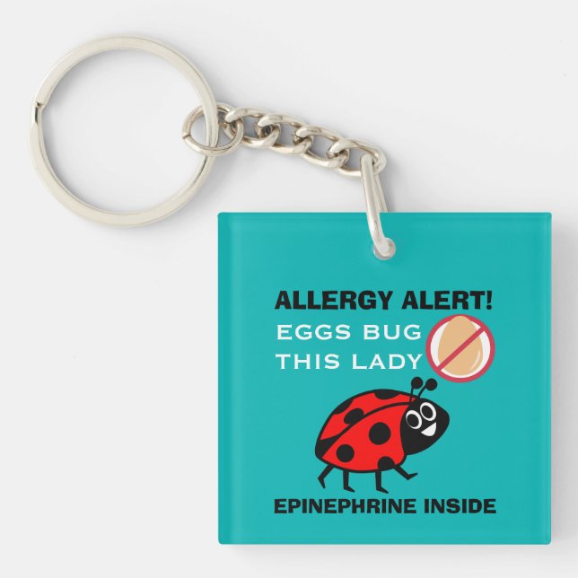 Kids Ladybug Egg Allergy Medical Alert Kids Key Ring (Front)