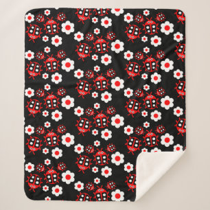 Kids ladybug sherpa blanket