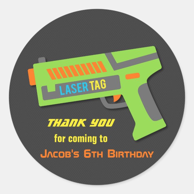 Kids Laser Tag Birthday Party Favour Stickers (Front)