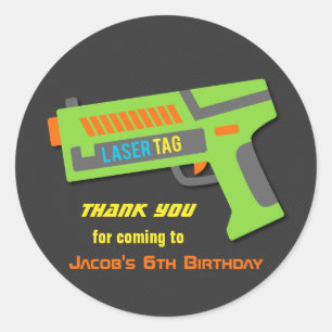 Kids Laser Tag Birthday Party Favour Stickers
