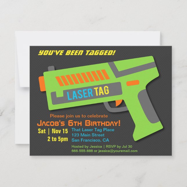 Kids Laser Tag Birthday Party Invitations (Front)