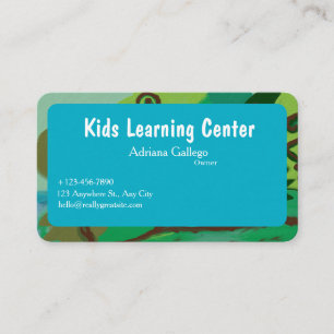 kids leaning centre Business card (editable)