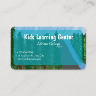 kids leaning centre Business card (editable)