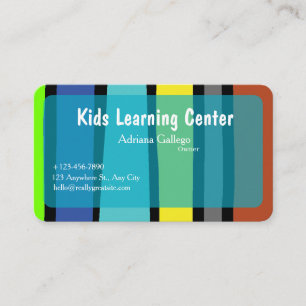 kids leaning centre Business card (editable)