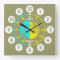 Kids learn to tell time army green wall clock