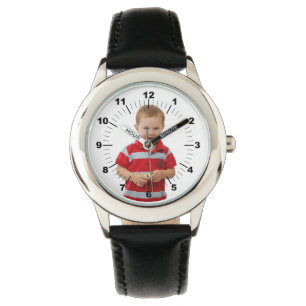 Kid's Leather Strap Watch - Personalised - Black