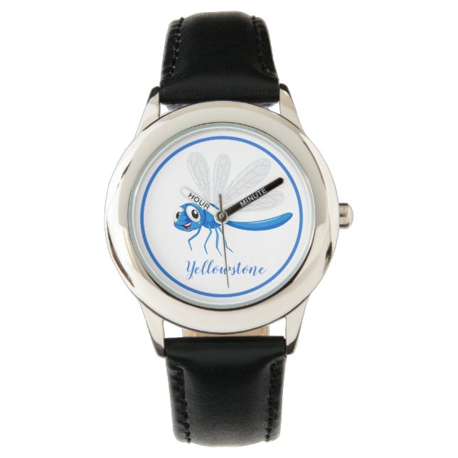 Kids Leather Watch-Yellowstone Dragonfly Watch (Front)