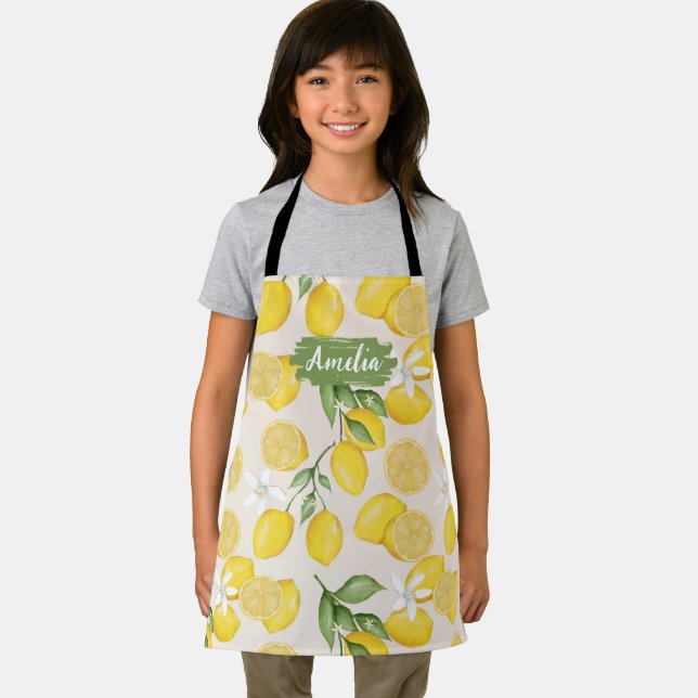 Kids Lemon Personalised Apron, Cook Baking BBQ  Apron (Insitu)