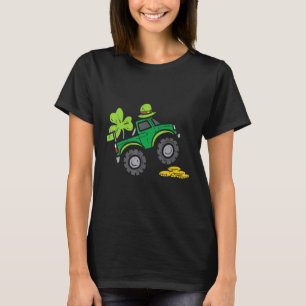 Kids Leprechaun Monster Truck Shamrock St Patrick  T-Shirt
