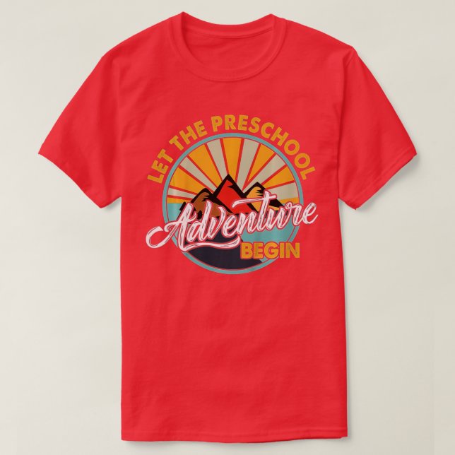 Kids Let the Preschool Adventure Begin Retro Back  T-Shirt (Design Front)