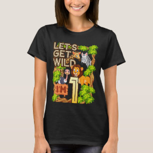 Kids Let's Be Wild I'm 1 Safari Animal Zoo Animal  T-Shirt