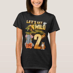 Kids Let's Be Wild I'm 2 Safari Animal Zoo Animal T-Shirt