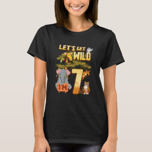 Kids Let's Be Wild I'm 7 Safari Animal Zoo Animal T-Shirt