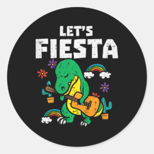 Kids Lets Fiesta Dino Trex Cute Toddler Boys Cinco Classic Round Sticker
