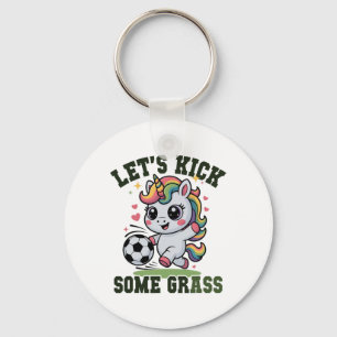 Kids Let's Kick Some Gr Soccer Unicorn Gym Girls M Key Ring