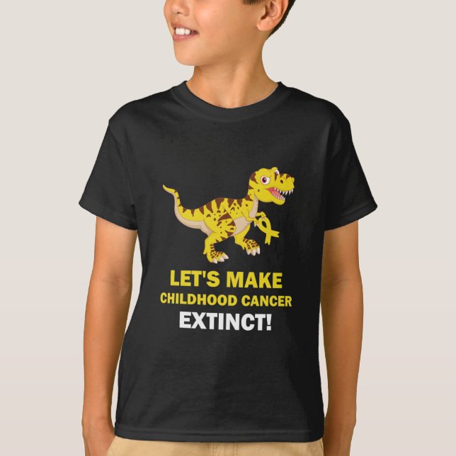 Kids Let's Make Childhood Cancer Extinct Dinosaur T-Shirt (Front)