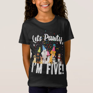 Kids Lets Pawty I'm FIVE! Puppy Dog Themed Birthda T-Shirt