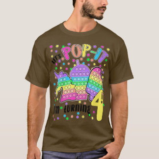 Kids Let's Popit I'm turning 4 Colourful 4th Birth T-Shirt
