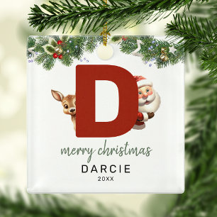 Kids Letter D Monogram Christmas Tree  Metal Tree Decoration