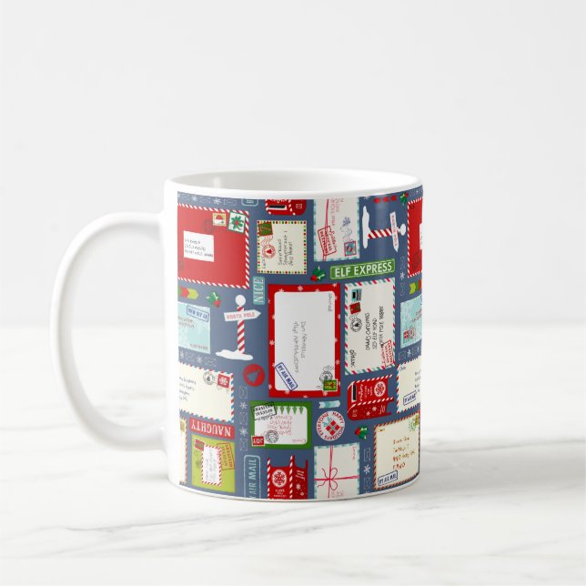 Kids Letters to Santa Christmas Coffee Mug (Left)