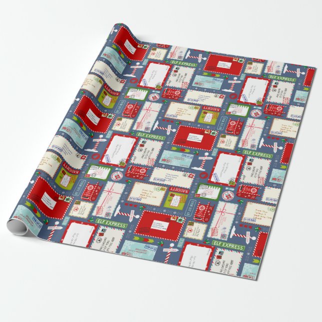 Kids Letters to Santa l Christmas Pattern Wrapping Paper (Unrolled)