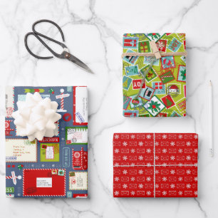 Kids Letters to Santa l Christmas Pattern Wrapping Paper Sheet