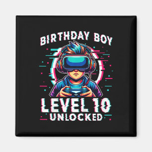Kids Level 10 Unlocked 10 Years Old Birthday Gamer Magnet