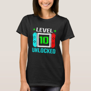 Kids Level 10 unlocked Gamer 10th Birthday Video T-Shirt
