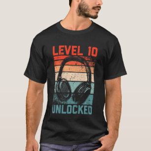 Kids Level 10 Unlocked Video Gamer 10th Birthday B T-Shirt