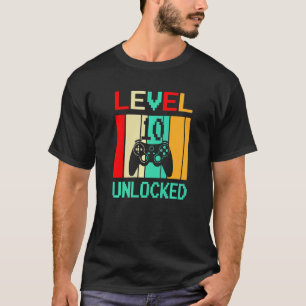 Kids Level 10 Unlocked Video Gamer 10th Birthday T-Shirt