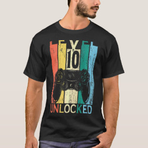 Kids Level 10 Unlocked Video Gamer 10th Birthday T-Shirt