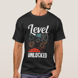 Kids Level 10 Unlocked Video Gamer Lovers 10Th Bir T-Shirt
