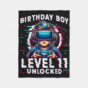 Kids Level 11 Unlocked 11 Years Old Birthday Gamer Fleece Blanket