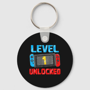Kids Level 1 Unlocked Gamer 1st Birthday Gift Vide Key Ring