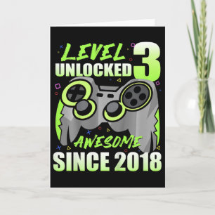 Kids Level 3 Unlocked Awesome Since Gamer 3rd Birt Card