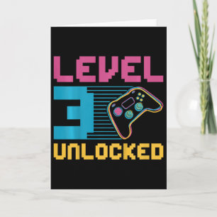 Kids Level 3 Unlocked Gaming Birthday  Card