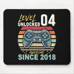 Kids Level 4 Unlocked Awesome Since Gamer Gift Boy Mouse Mat