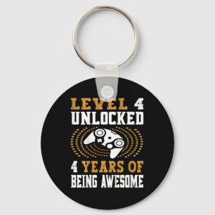 Kids Level 4 Unlocked Video Game 4th Birthday Key Ring