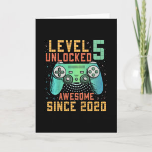 Kids Level 5 Unlocked 5th Birthday 5 Year Old Boy  Card