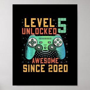 Kids Level 5 Unlocked 5th Birthday 5 Year Old Boy  Poster