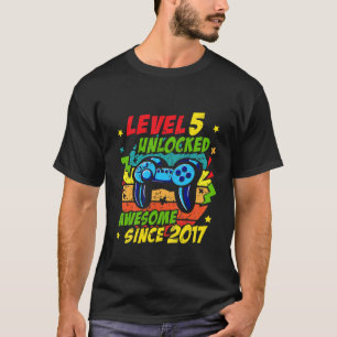 Kids Level 5 Unlocked Awesome 2017 Game 5Th Birthd T-Shirt