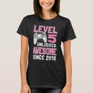 Kids Level 5 Unlocked Awesome Since 2018 Video Gam T-Shirt