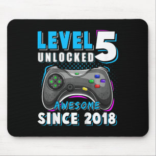 Kids Level 5 Unlocked Fun Video Game 5th Birthday Mouse Mat