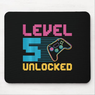 Kids Level 5 Unlocked Gaming Birthday  Mouse Mat