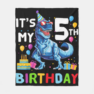 Kids Level 5 Unlocked Video Game 5th Birthday Gift Fleece Blanket