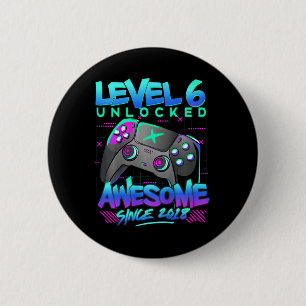 Kids Level 6 Unlocked 6 Years Old Boy Birthday Gif Cm Round Badge